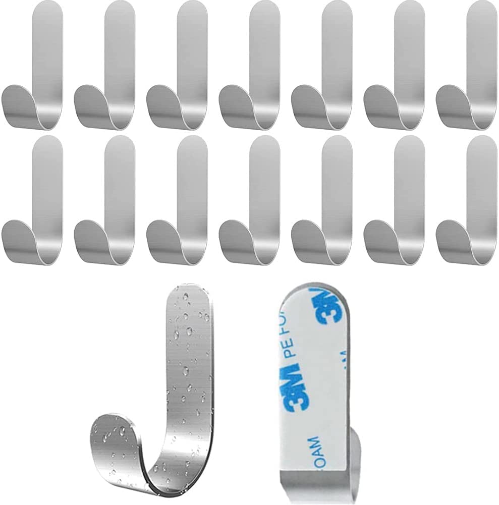 Adhesive Hooks Heavy Duty Wall Hooks for Hanging Stainless Steel Wall