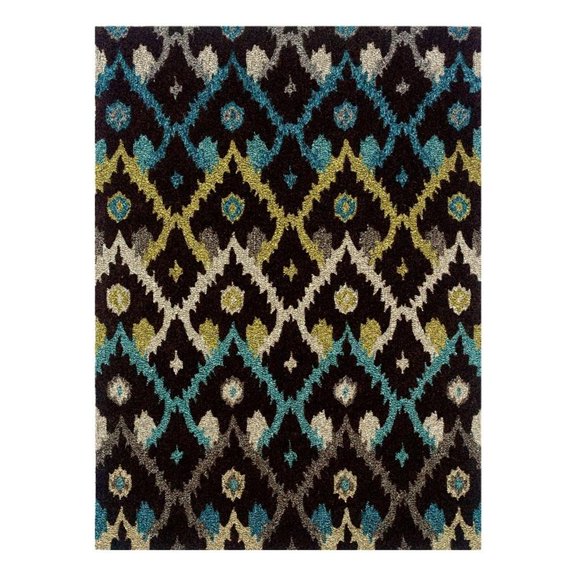 Linon Trio Ikat Hand Tufted Polyester 5'x7' Rug in Brown