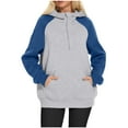 thumbnail image 2 of Wancir Women's Casual Hoodies Color Block Long Sleeve Drawstring Sweatshirts 1/4 Zip Pullover Lightweight Tops with Pocket, 2 of 8