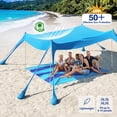 thumbnail image 4 of Rhino Valley Beach Tent Sun Shelter, Beach Canopy Tent Sun Shade UPF50+ Protection with 8 Sandbags 4 Stability Poles, Outdoor Beach Shade Canopy for Beach, Camping, Fishing, 10 * 13FT, Sky Blue, 4 of 9