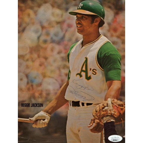 Reggie Jackson Signed Autograph 8X10 Paper Photo Vintage Oakland A's JSA UU53913