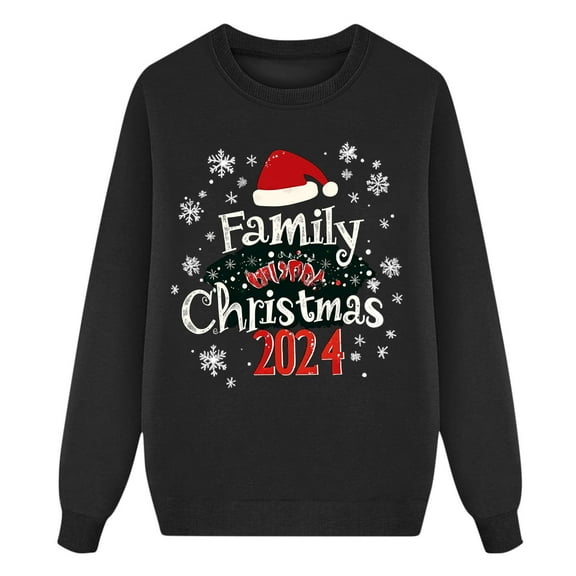 YABCSAZ Matching Family Sweatshirts Long Sleeve Tops Oversized Pullover Casual Loose Shirts Santa Claus Cap Graphic Printed Tops for Family - Ugly Christmas Sweatshirts for Kids, Toddlers, Women, Men