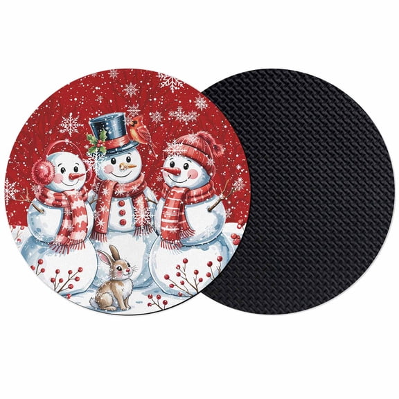 Christmas Snowman Coasters Set of 2, Absorbent Coasters for Drinks, Winter Xmas Snowflakes Cardinal Red Coaster for Desk Coffee Table Protection, Home Decor House Warming Gifts 4"