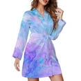 thumbnail image 1 of Colorful Splash Pajama Robe Abstract Ink Print Long Sleeve Casual Pajamas Robes Woman V Neck Cute Bathrobe Autumn Design Dress, 1 of 5