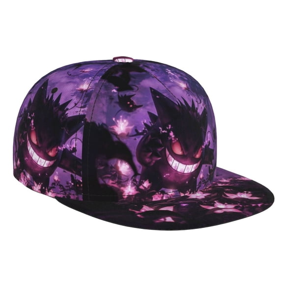 Gengar Baseball Cap For Men, Women & Kids, Classic Flat Brim Hat Hip Hop Trucker Hat Adjustable Snapback Hat