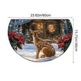 thumbnail image 3 of 15×24 Inch Oval Snow Scene Christmas Floor Mat - Non-Slip Water-Absorbent Kitchen & Entryway Holiday Rug, 3 of 6