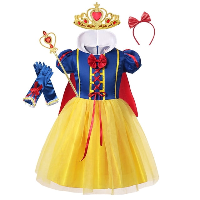 Vestido de princesa Blancanieves de Disney para niñas, disfraz de Cosplay, Rapunzel, Bella, Cenicienta, fiesta de cumpleaños de Halloween, ropa para niños 9-10T (etiqueta 150) Gao Jinjia LED