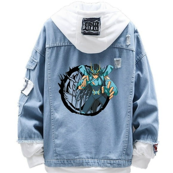Chaqueta vaquera con estampado digital Saint Seiya Shiryu para hombre