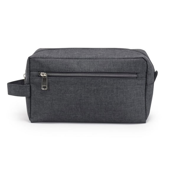 Heathered Toiletry Bag 2 pockets Travel Organizer Shaving Kit Bags Pouch For Men & Women Charcoal Gray