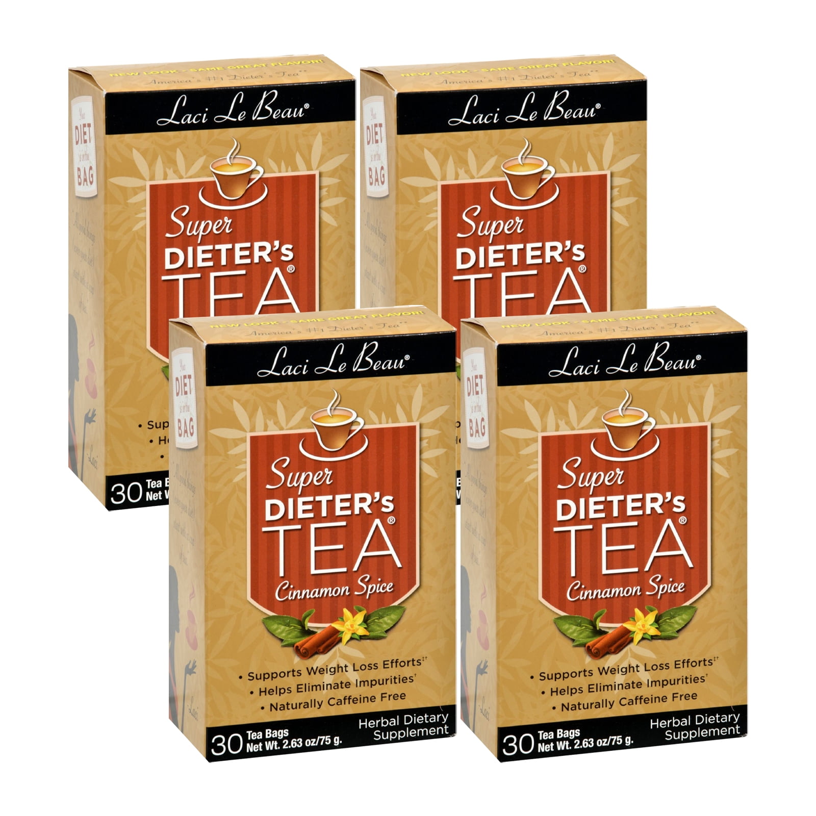 Laci Le Beau Super Dieter's Tea, Spice, Cinnamon, 60 Teabags ( 4 Pack