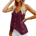 thumbnail image 5 of JGGSPWM Womens Button Down Solid Tank Top and Camisole Summer Casual Loose Spaghetti Strap Vest Tees V Neck Sleeveless Shirts Wine S, 5 of 7