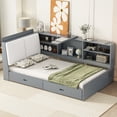 thumbnail image 2 of Euroco Wood Twin Size Daybed with Storage Shelves and Drawers Sofa Bed for Bedroom, Gray, 2 of 12