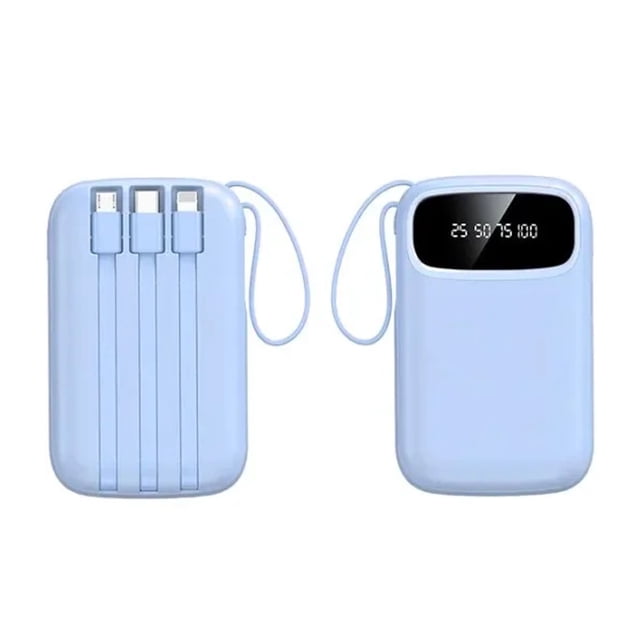 Mini Power Bank Genérico PB20000 Portátil azul 20000mAh 4 Cables USB Tipo Clet LED