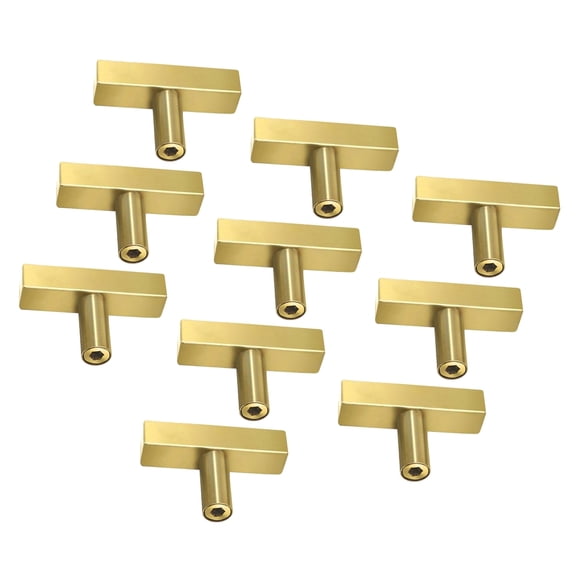 10pcs Gold Square Rod Drawer Pulls Brushed Brass Handles Interior Designing Cabinet Pull set for Cabinets & Dressers