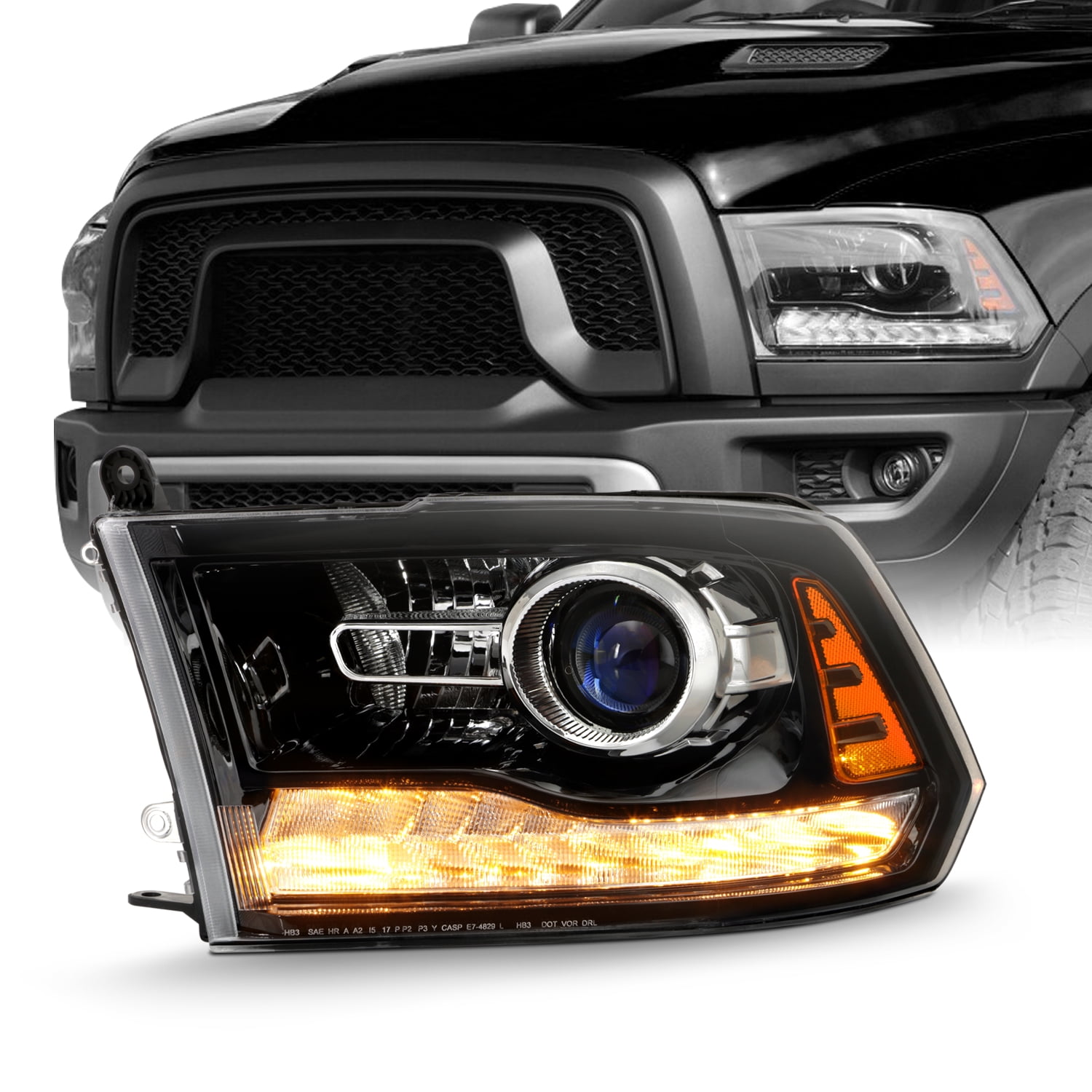 Fit 1315 Ram 1500 / 2500 /3500 OE Projector Headlights LED DRL Left