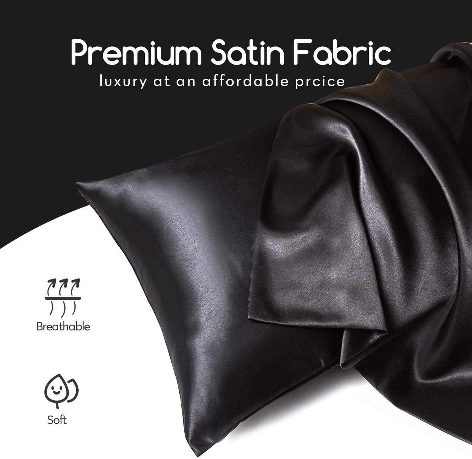 Silk Satin Pillowcase For Hair Skin Pillow Cases Set Of Pillow Covers | Hair  And Skin Satin Pillowcase Set Of Silk Satin Pillowcases, I 