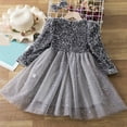 thumbnail image 4 of Wavsuf Girls Dresses Long Sleeve Sequins Tulle Gray Princess Dress Size 110, 4 of 4