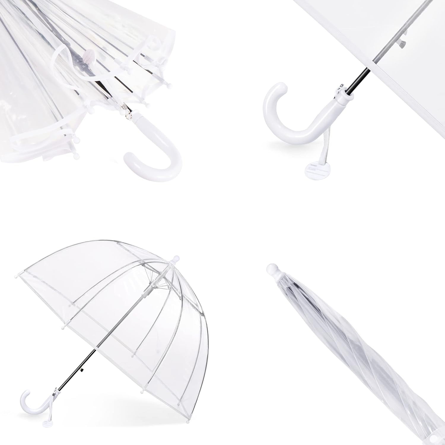 MGH Kids Clear Bubble Umbrella 2 Pack - Dome Windproof Rain Umbrellas for Boys and Girls