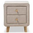 thumbnail image 4 of Bowery Hill Modern 2 Drawer Linen Upholstered Nightstand in Beige, 4 of 8