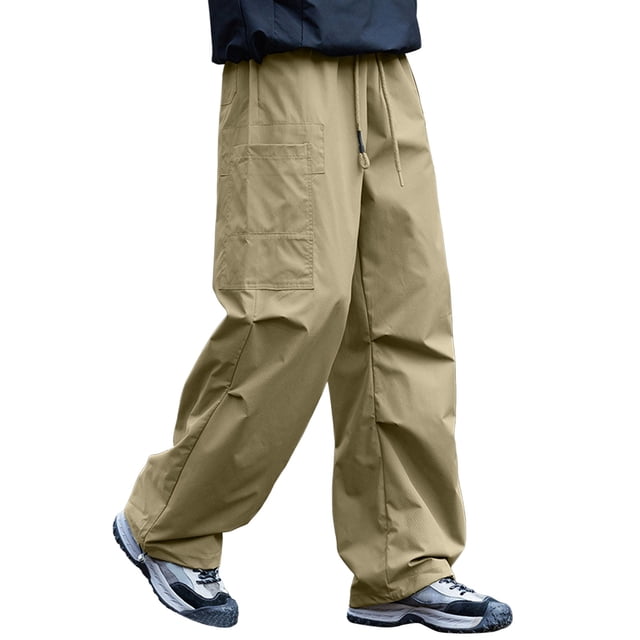 Men's All Season Functional Workwear Mountaineering Windproof Loose Straight Casual Trousers with Adjustable Drawstring Wear Styles