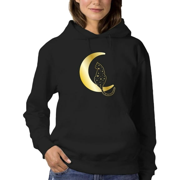 Cat On The Moon Hoodie Women -Smartprints Designs, Female 3X-Large
