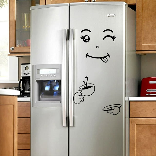 Dvkptbk Wall Sticker Kitchen Fridge Wall Sticker, Cute Sticker Fridge Happy Delicious Face Kitchen Fridge Wall Refrigerator Vinyl Stickers Cute Home Decor 1 Set Home Decor on Clearance