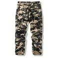 thumbnail image 4 of Men Cargo Pants Pockets Casual Camouflage Straight Leg Pants Multi Pockets Lightweight Utility Streetwear Trousers Khaki 34, 4 of 8