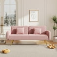 thumbnail image 2 of 70.47" Loveseat Sleeper Sofa, Fabric Convertible Sofa Bed with Split Backrest and 2 Throw Pillows, Pink Futon Couch for Living Room, Bedroom, 2 of 9