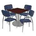 thumbnail image 2 of Via 36" Square Platter Base Table- Mahogany/Grey & 4 Uptown Side Chairs- Navy, 2 of 7