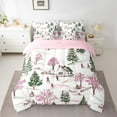 thumbnail image 2 of jejeloiu Pink Xmas Tree Bedding Comforter Set 7-Piece,Marry Christmas King Bedding Sets,White Snow Mountain Bed Sheets For Children,Breathable Home Decor Reversible, 2 of 8