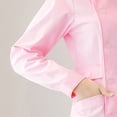 thumbnail image 4 of HAJWOH Scrubs Dress for Women Lapel Neck Long Sleeve Button Work Dress Stretchy Lightweight Scrubs Set Pink XL, 4 of 5