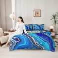 thumbnail image 4 of Manfei Blue Marble 7-Piece Bedding Sets Twin Size, Modern Aesthetic Marbling Comforter Sets with Sheets, Watercolor Artwork Bedding Accessories, Ultra Soft Bedroom Decor, 4 of 6
