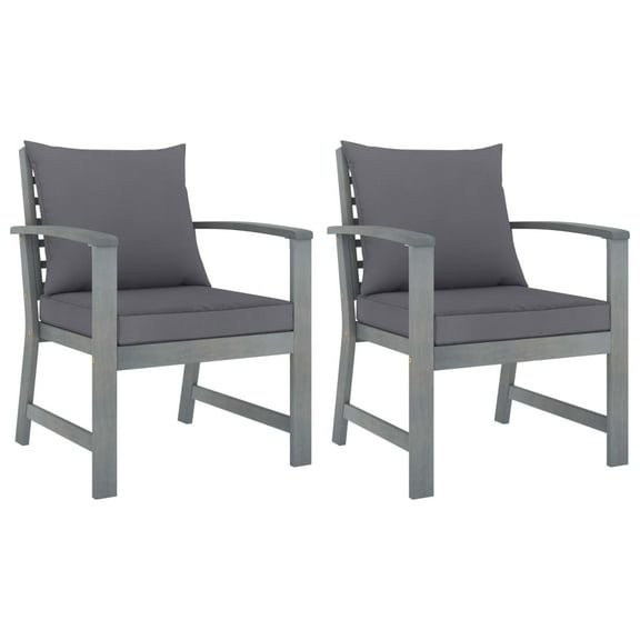 vidaXL Patio Chairs 2 Pcs Outdoor Dining Chair with Cushions Solid Wood Acacia