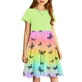 thumbnail image 4 of Summer Weekly Deal kttectoa Comfy Stretchy Splicing A-Line Pleated Dresses Dresses Crewneck Colorful Graphic Short Sleeve Dress for Kids Soft and Comfortable Dresses for Staying at Home 4-14Y, 4 of 7
