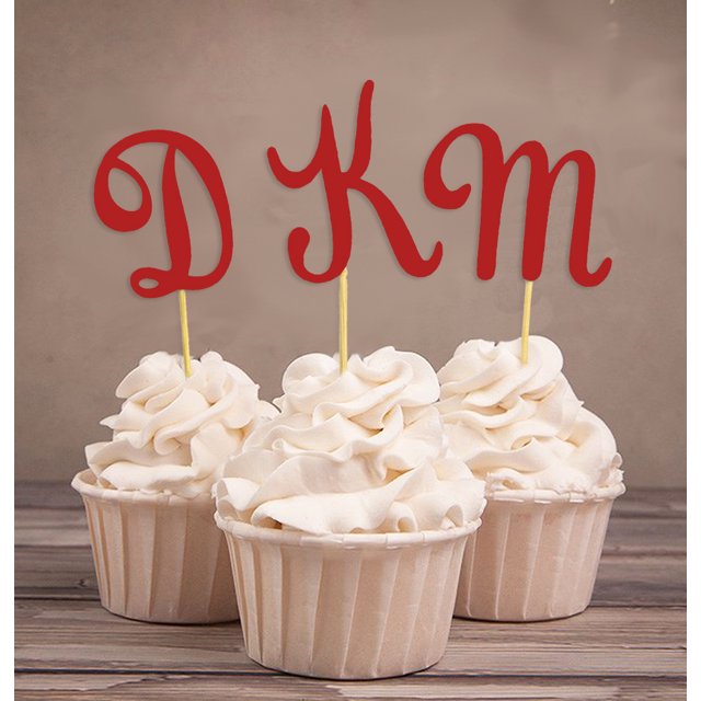 Darling Souvenir| Custom Initials Wedding Cupcake Toppers| Personalized Party Dessert Decorations - Pack Of 20