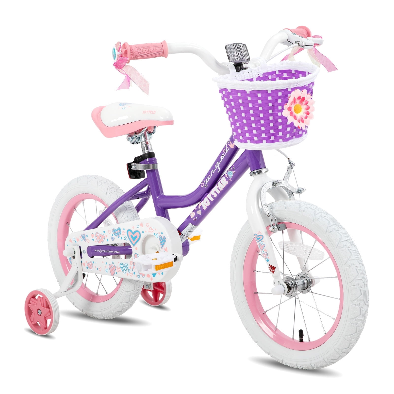 JOYSTAR Angel Girls Bike 14 Inch Kids Bike With Training Wheels for 3-5 ...
