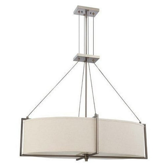 Nuvo Lighting 604456 Six Light Portia Oval Pendant with Khaki Fabric ShadeCream Diffuser Hazel Bronze