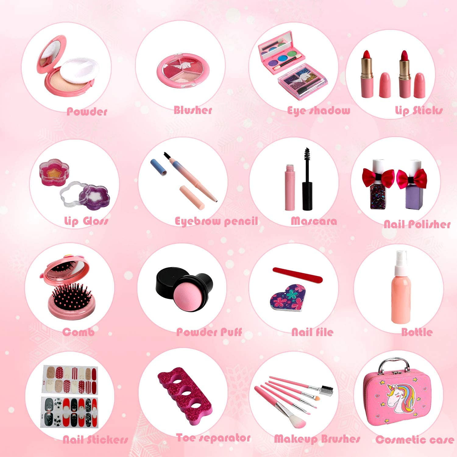 Flybay Kids Makeup Kit for Girls, Real Makeup Kit for Kids, Washable M