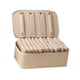 thumbnail image 2 of Estuche organizador de joyas de piel sintética con 12 bolsas de terciopelo. beige, 2 of 9