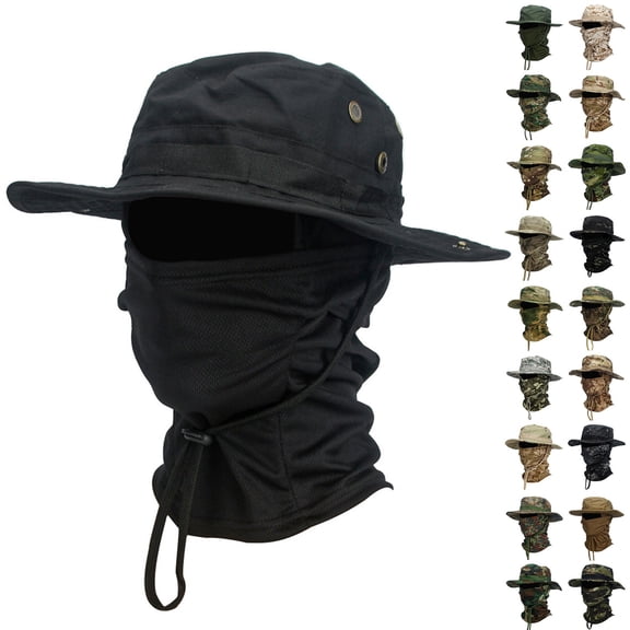 HuangHuanChen Bucket Hat for Men with Covering Outdoor UPF50 Mesh Sun Hat Wide Brim Fishing Hat with Neck Flap Sun Hat for Men Women Fishmen Hat E One Size