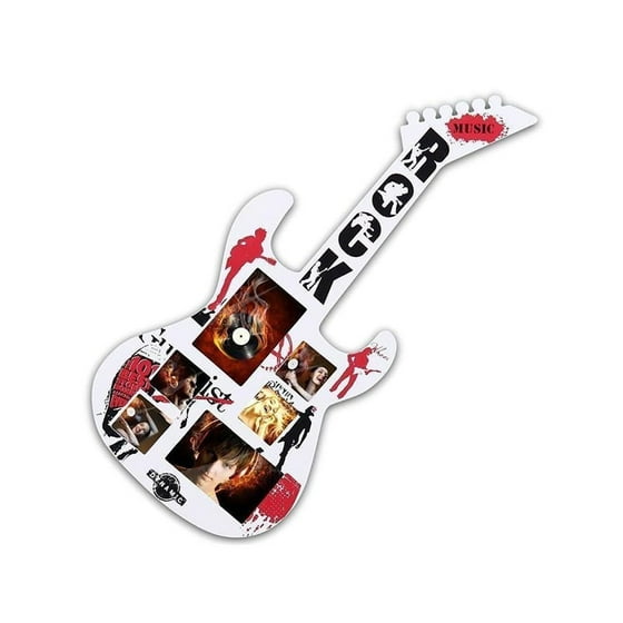 Adeco Decorative White Wood Wall Hanging Grafiti Guitar Collage Adeco Decorative White Wood Wall Hanging Grafiti Guitar Collage Picture Photo Frame With 6 Openings Com