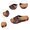 thumbnail image 6 of Rokment Ladies Orthopedic Wedges Slip on Sandals for Women Beach Summer Trendy Studded Leather Orthotic Platform Chunky Mid Heels Walking Dress Slides Coffee Size 8, 6 of 8