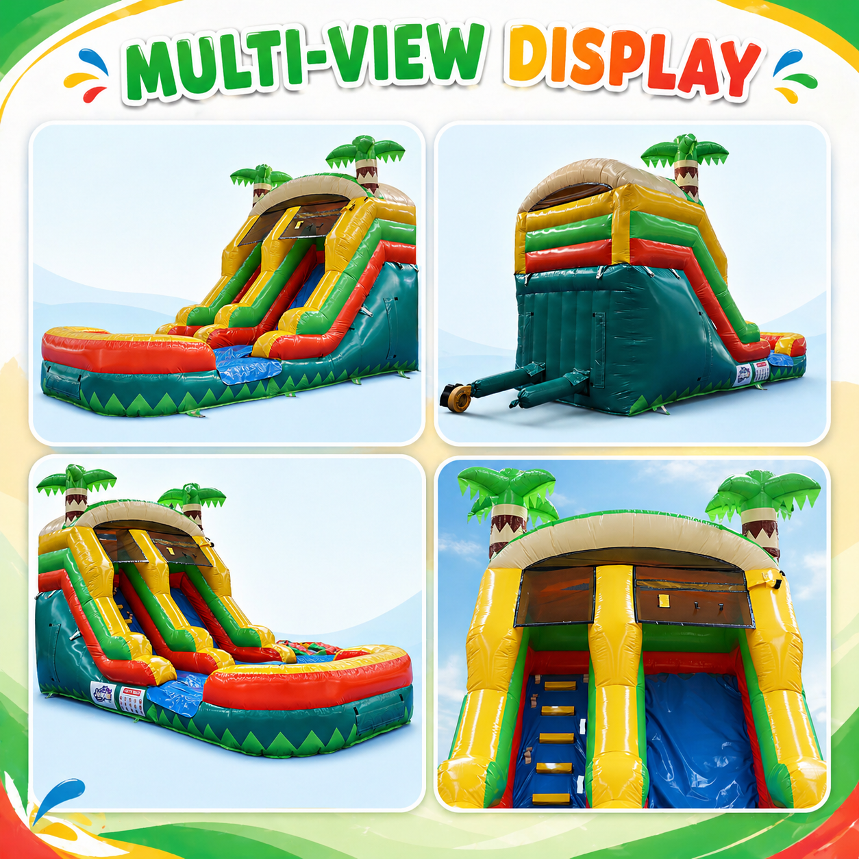 Rayocon Inflatable Water Slide with Blower, 20 x 10 x 13 ft Wet and Dry Dual Slide with Splash Pool for Kids Backyard Summer Play
