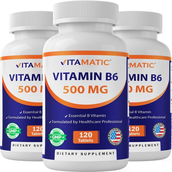 3 Pack Vitamatic Vitamin B6 500 mg 120 Tablets