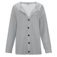 thumbnail image 6 of Women's 2024 Autumn/Winter New Solid Color Printed Fashion Casual V Neck Cardigan Long Sleeve Coat Womens Cardigans Fall Cardigan Polyester Long Cardigans for Women Lightweight Womens Button up, 6 of 8