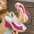 thumbnail image 5 of Platform Sandals Women Wedge Espadrilles Peep Toe Splice Suede Slingback Wedges Heels Fashion Color Block Summer Beach Vacation Dress Shoes Hot Pink Size 8.5, 5 of 7