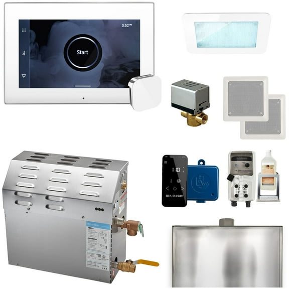 MS400 9kW Steam Shower Unit Package of 240 Volt & 1-Phase with iSteamX Control in White Polished Chrome (max 257 cubic feet)