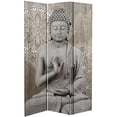 thumbnail image 3 of Red Lantern 6 ft. Tall Stone Buddha Canvas Room Divider – Freestanding 3 Panel Screen with High Resolution Print, 3 of 3