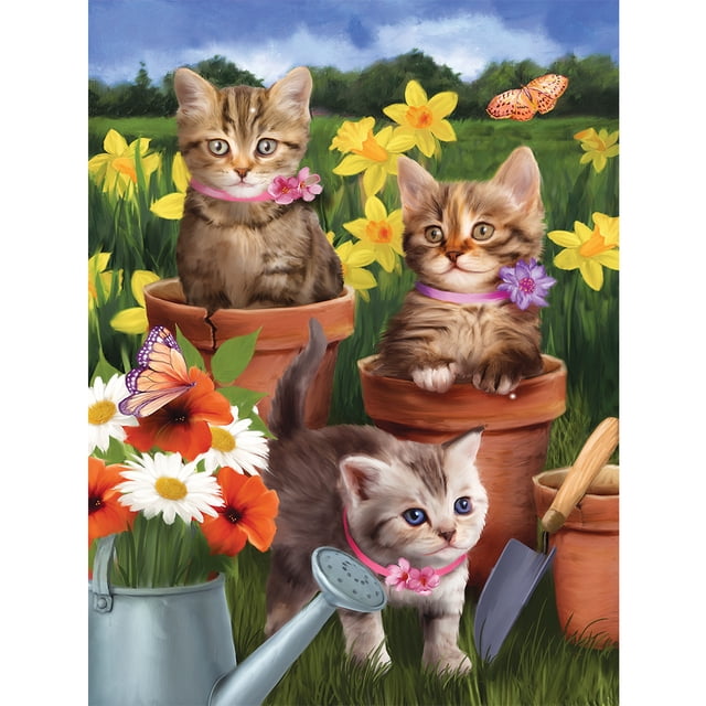 Pintura de diamante (DE8077) 5D Maceta Gato Cuadro de arte redondo Decoración de pared para el hogar (LD433) 45x60cm Hugtrwg Para estrenar