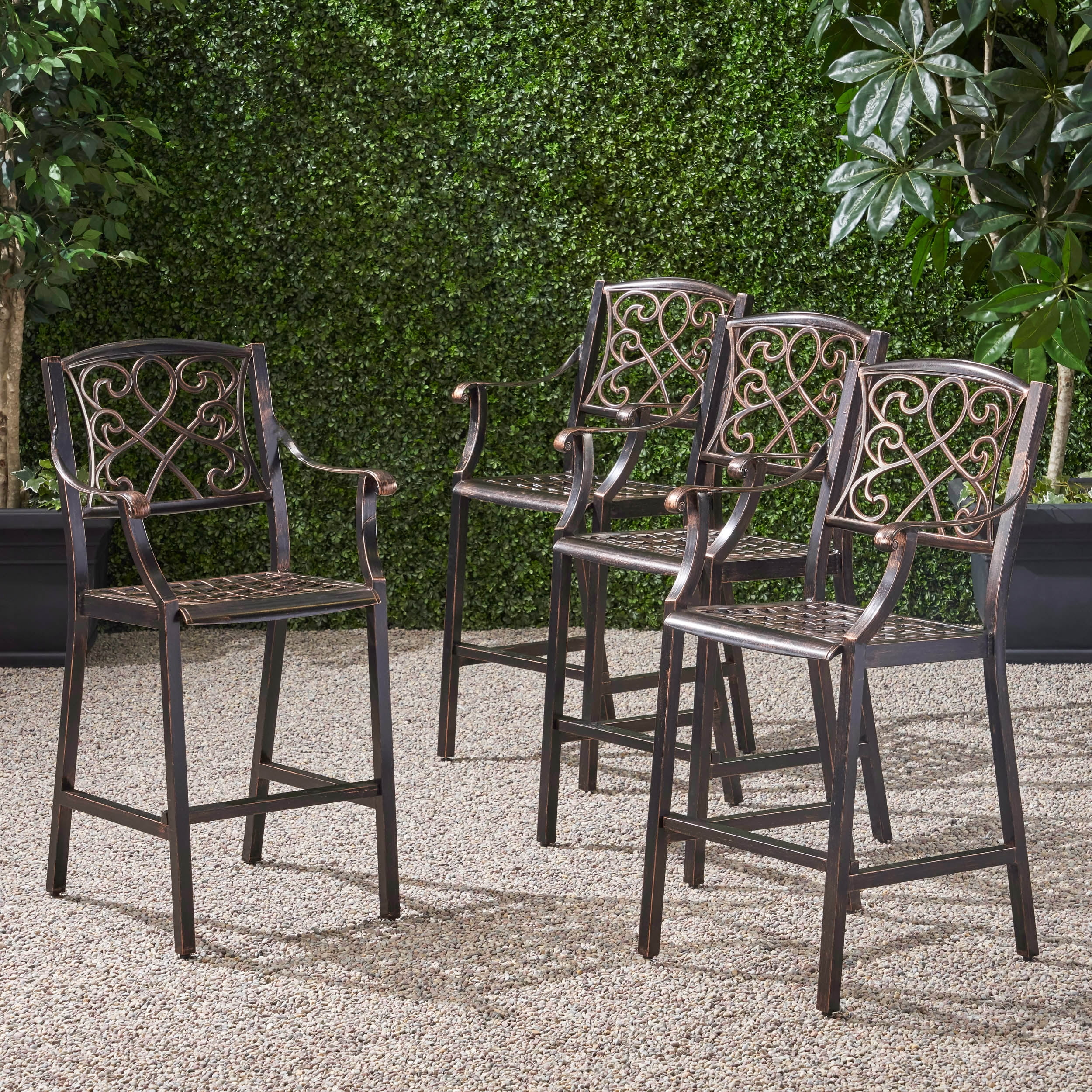 Vance Outdoor 28" Aluminum Barstools, Set of 4, Copper